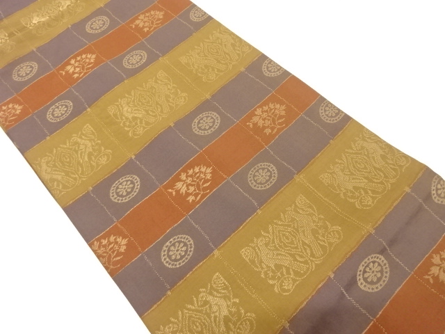 JAPANESE NAGOYA OBI / WOVEN FLOWER & BIRD